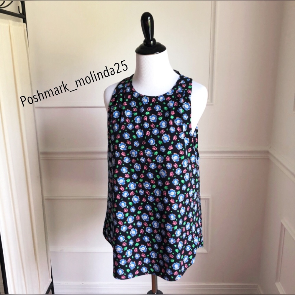 Banana Republic Print Pleat Shoulder Tank
